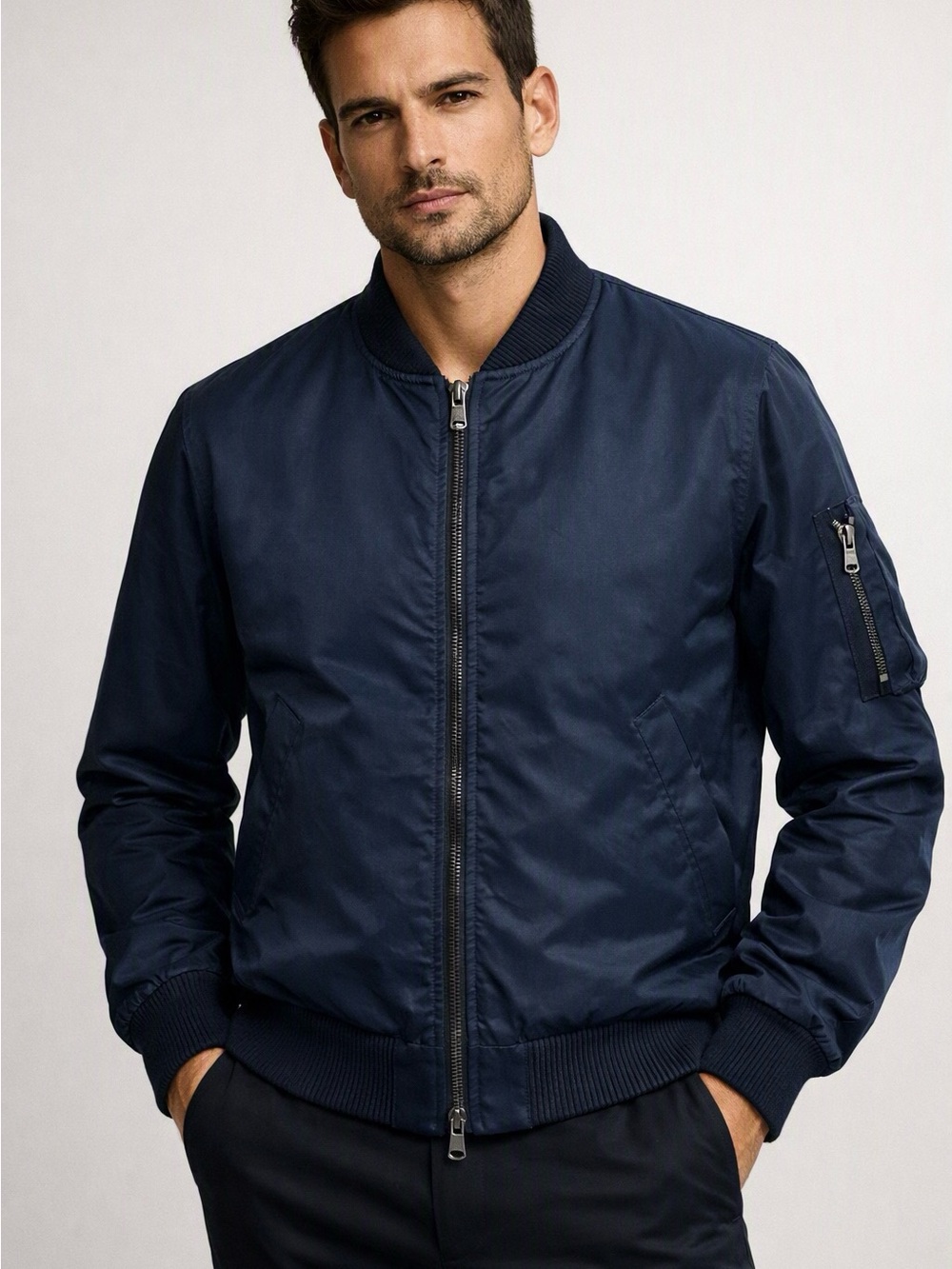 A.P.C. Birmingham Nylon Bomber Jacket Navy Light Coat Utilitarian Military Men’s